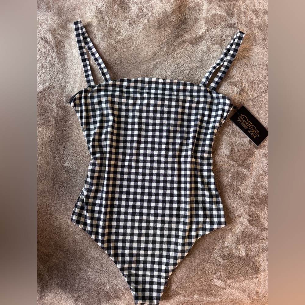 Checkered One Piece Swimsuit